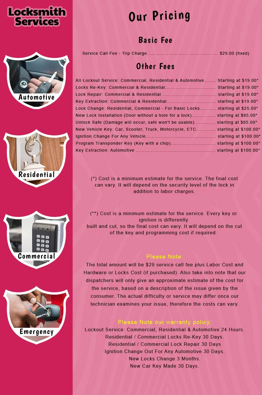 Rahway NJ Locksmith Store Rahway, NJ 732-743-8107 - price-list-c-18